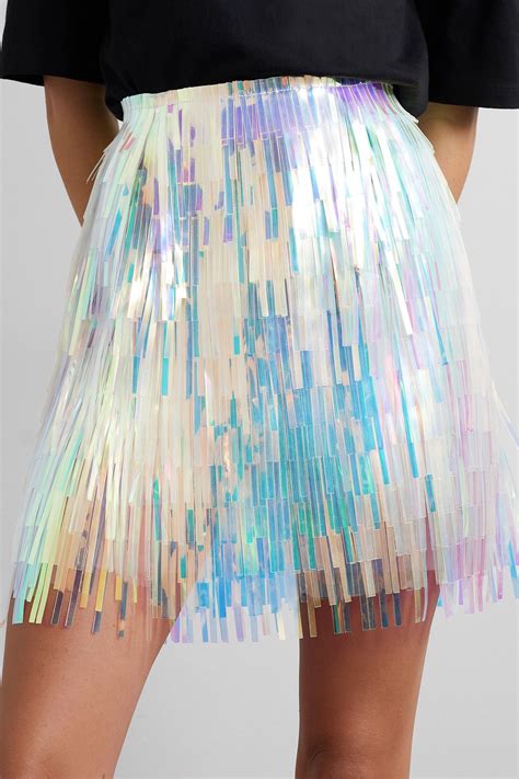 tulle skirt see through dolce gabbana|DOLCE&GABBANA Fringed iridescent tulle mini skirt .